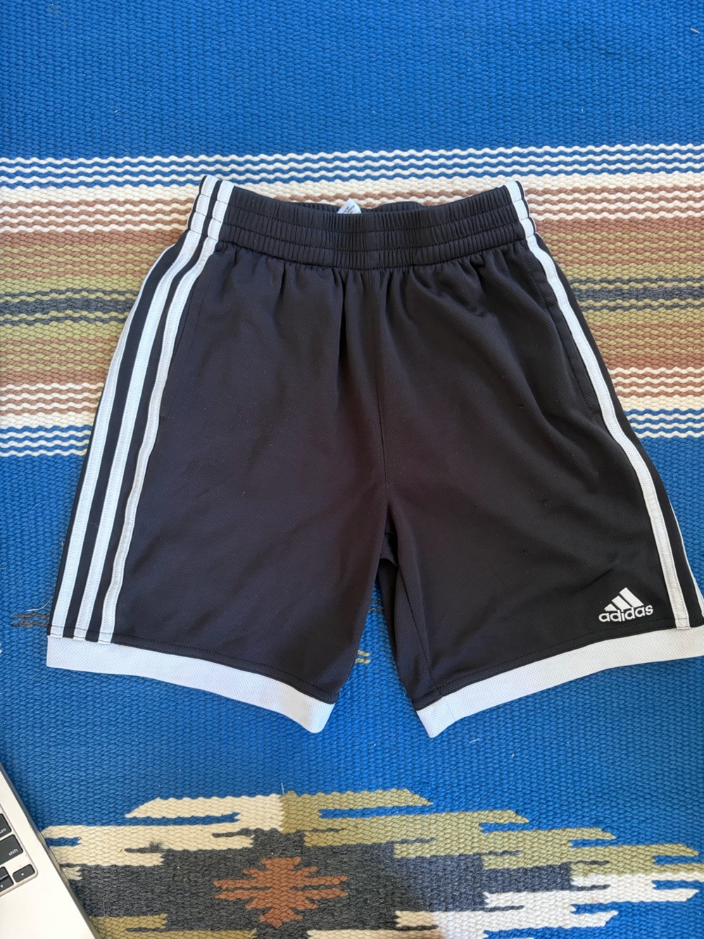 adidas Black Shorts with White Stripe Trim